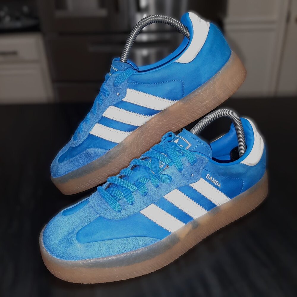 Adidas Womens Samba Sambae JI2743 Blue White Gum Casual Sneakers Size 8.5 - Picture 3 of 16